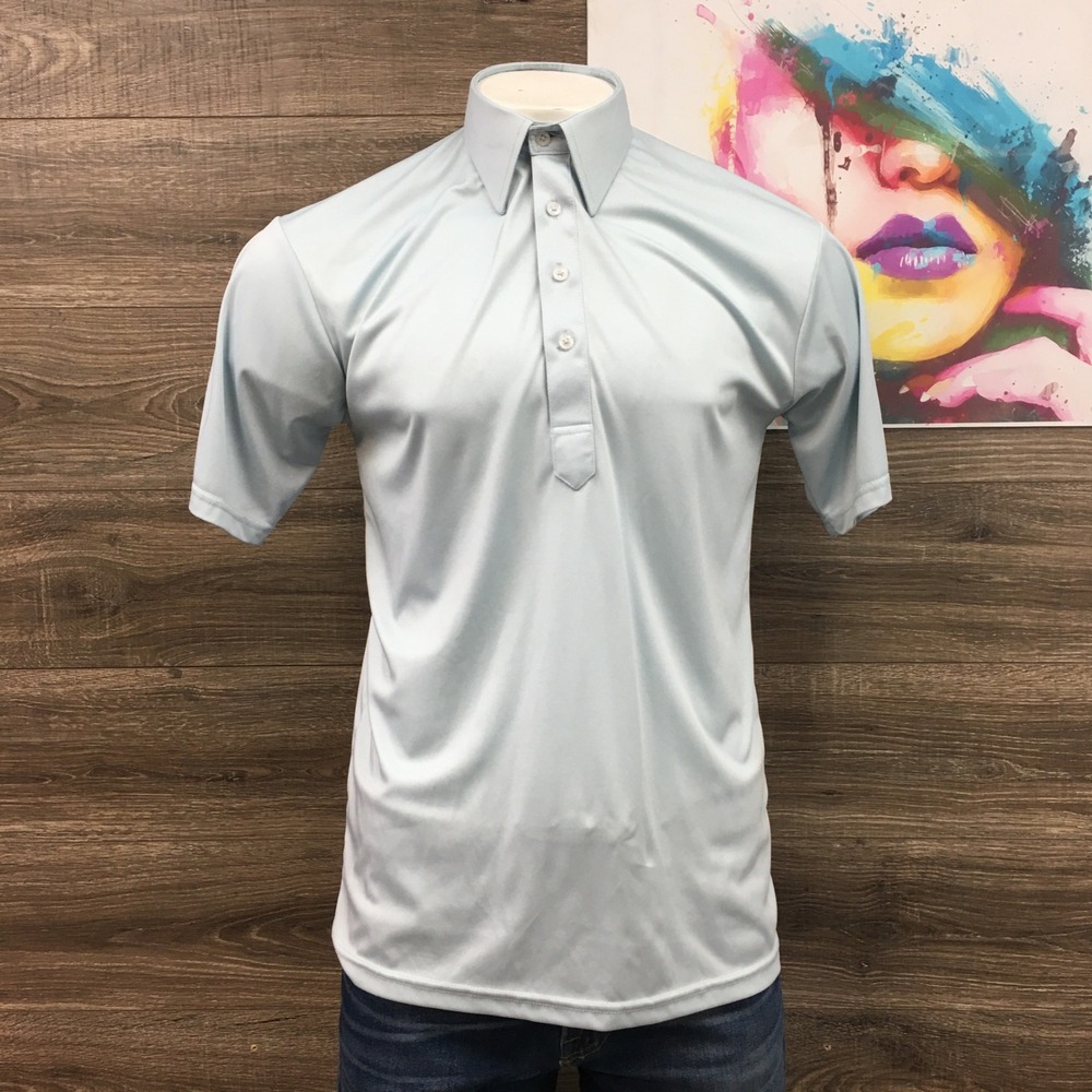 Collars & Co Dress Collar Polo Mens Large Light Blue Short Sleeve 100% Polyester